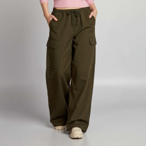 Pantalon large avec poches - Kaki