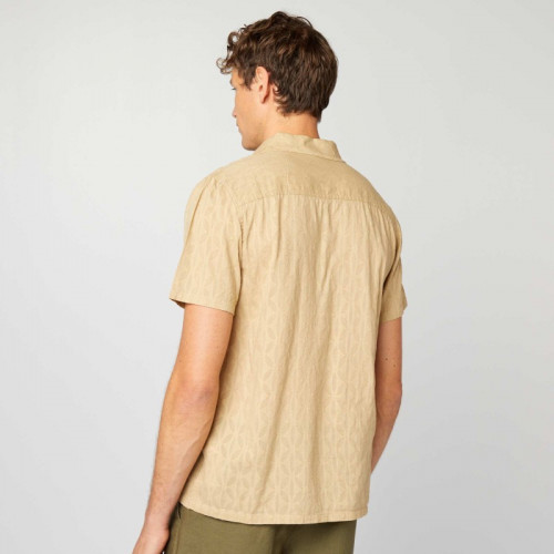 Chemise manches courtes à motif jacquard - Beige