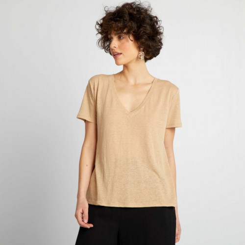 T-shirt basique manches courtes - Beige