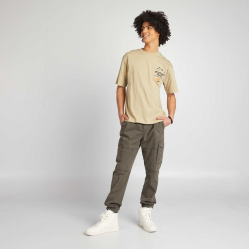 T-shirt en coton avec imprimé - Beige