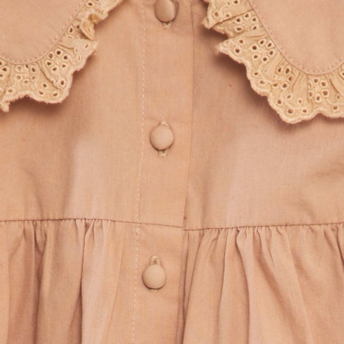 Robe en popeline avec collerette - Beige