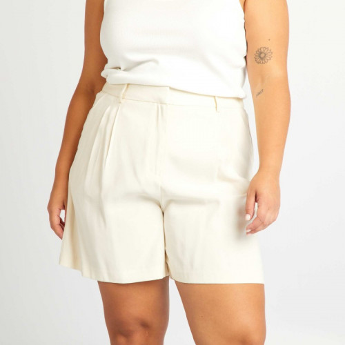 Short à taille haute - Beige