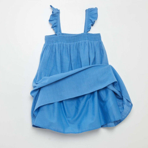 Robe avec bretelles volantées - Bleu