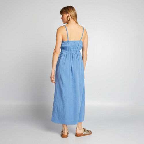 Robe longue en gaze de coton - Bleu