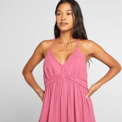 Robe longue en gaze de coton - Rose