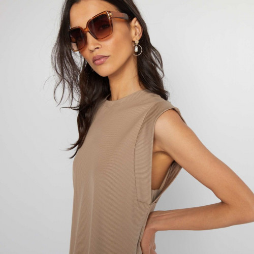 Robe t-shirt midi - Taupe