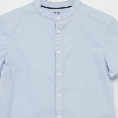 Chemise à col mao - Bleu