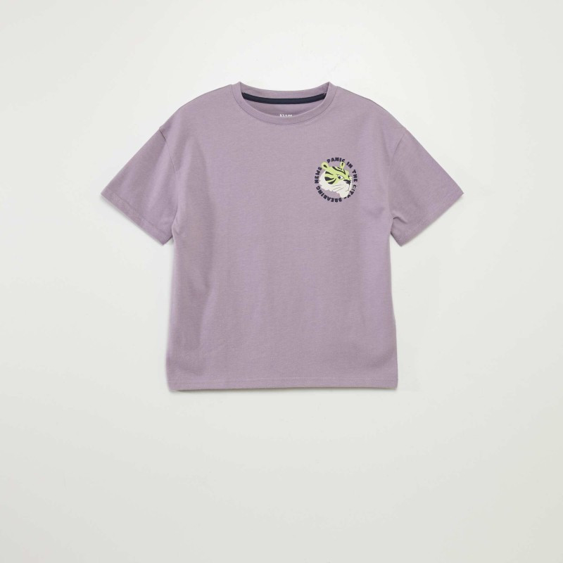 T-shirt large imprimé devant & dos - Mauve