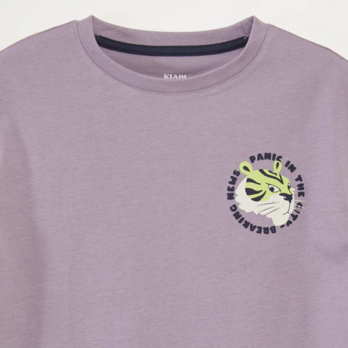 T-shirt large imprimé devant & dos - Mauve