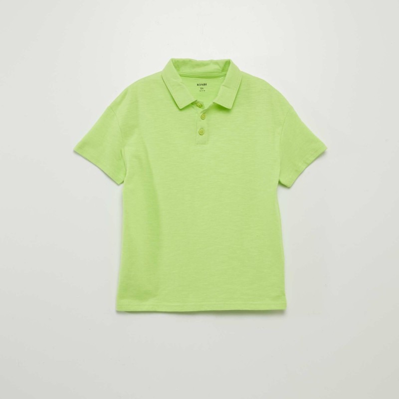 Polo uni en jersey - Vert fluo