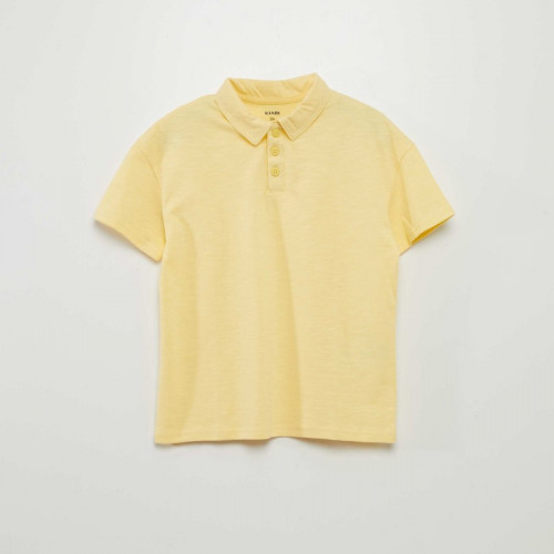 Polo uni en jersey - Jaune