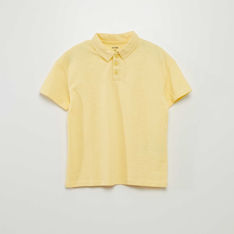 Polo uni en jersey - Jaune