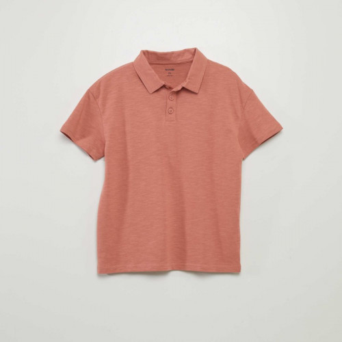 Polo uni en jersey - Vieux rose