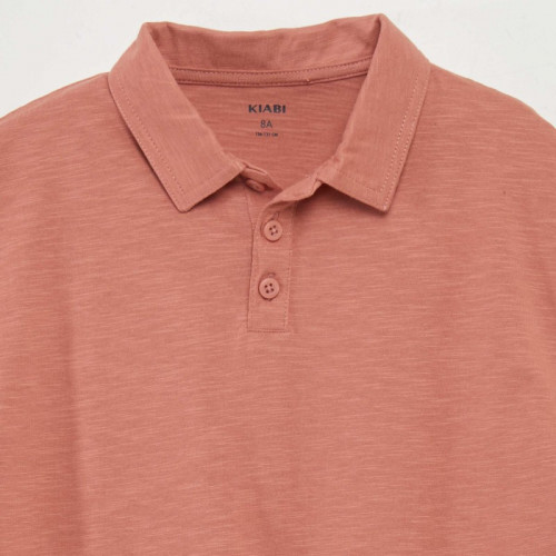 Polo uni en jersey - Vieux rose