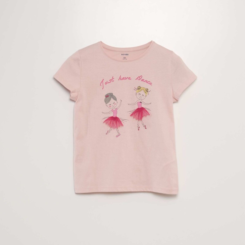 T-shirt manches courtes avec animation - Rose