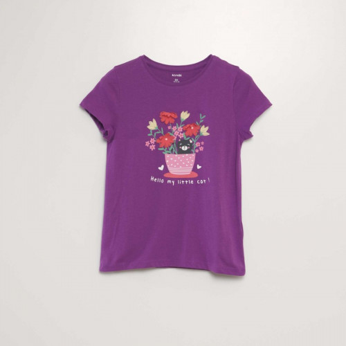 T-shirt manches courtes avec animation - Violet