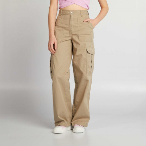 Pantalon large avec poches à rabats - Beige