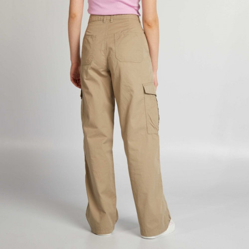 Pantalon large avec poches à rabats - Beige