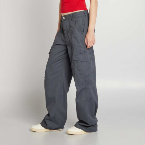 Pantalon large avec poches à rabats - Gris