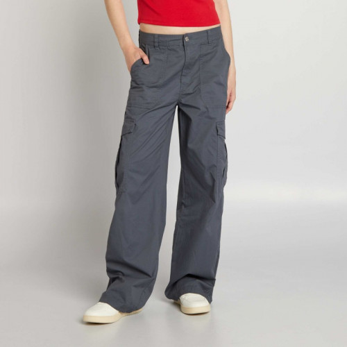 Pantalon large avec poches à rabats - Gris