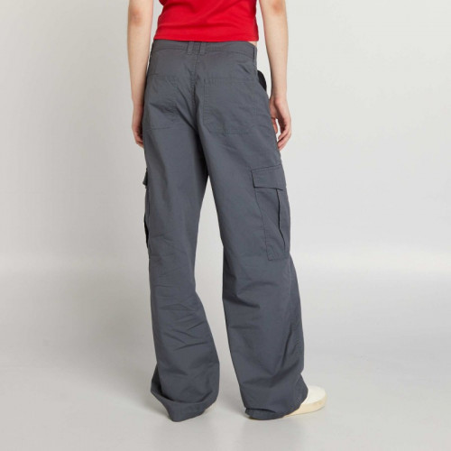 Pantalon large avec poches à rabats - Gris