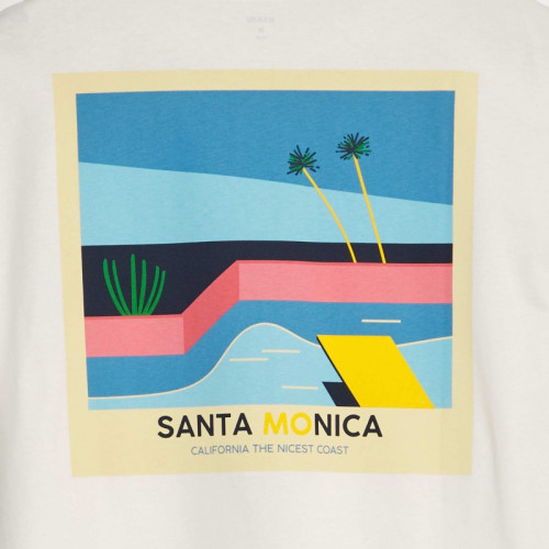 T-shirt imprimé à col rond - Blanc 'santa monica'