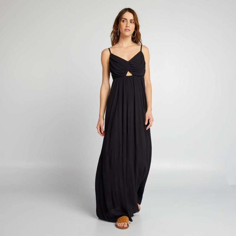 Robe longue à fines bretelles - Noir