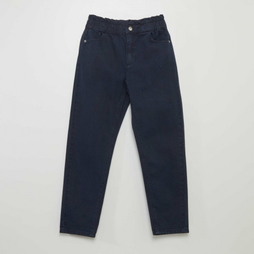 Pantalon twill volantée à la ceinture - Marine