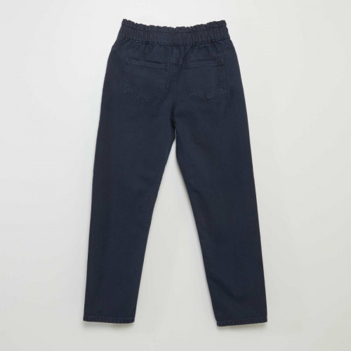 Pantalon twill volantée à la ceinture - Marine