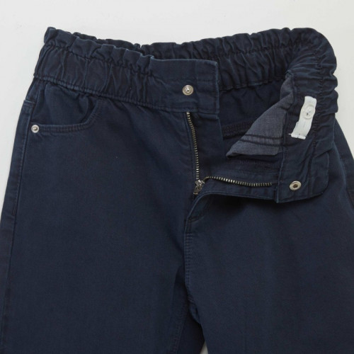 Pantalon twill volantée à la ceinture - Marine