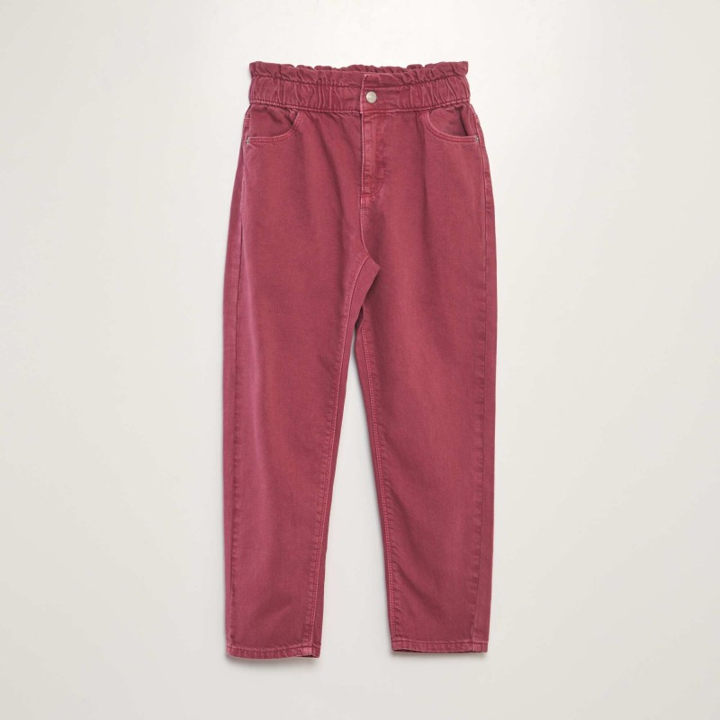 Pantalon twill volantée à la ceinture - Violet