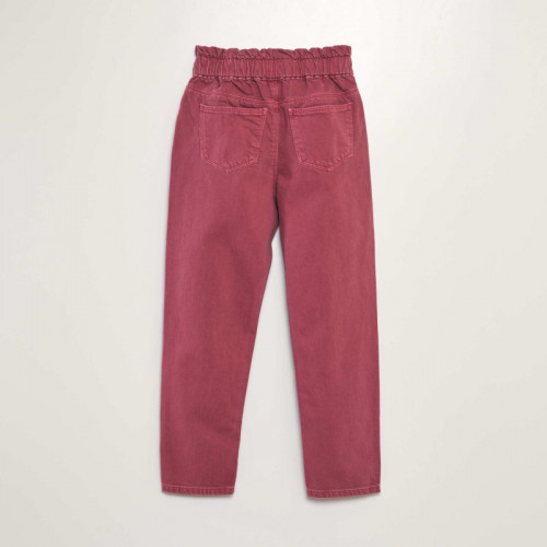 Pantalon twill volantée à la ceinture - Violet