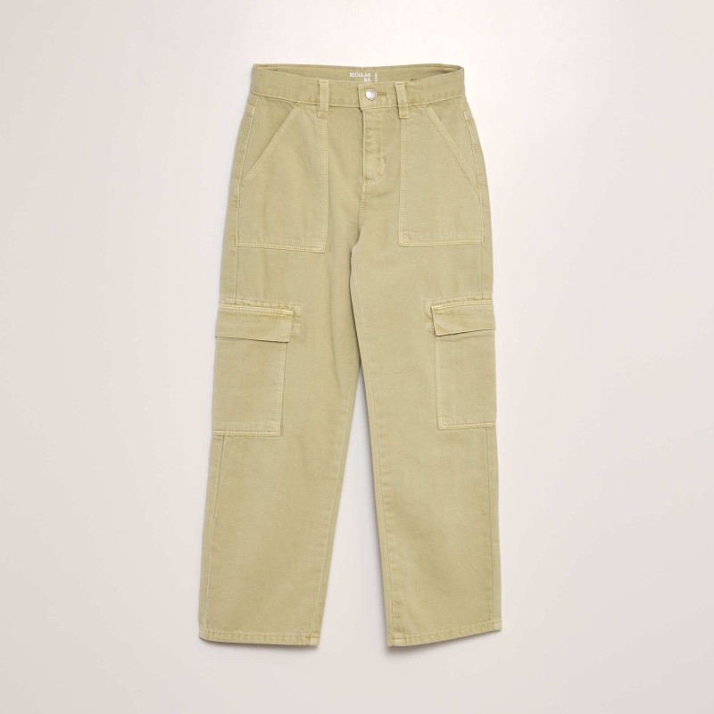 Pantalon denim multipoches - Vert