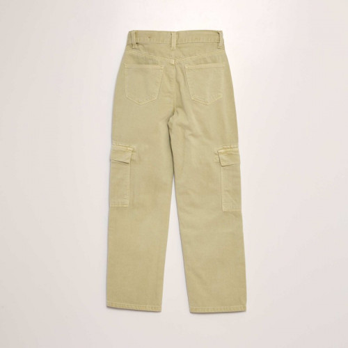 Pantalon denim multipoches - Vert