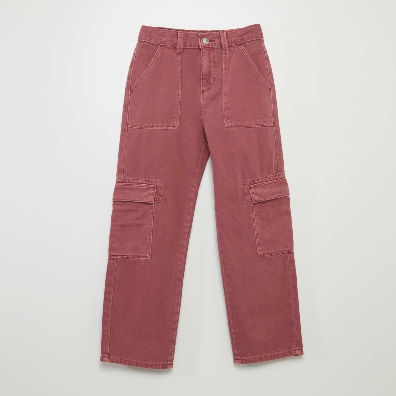 Pantalon denim multipoches - Rose