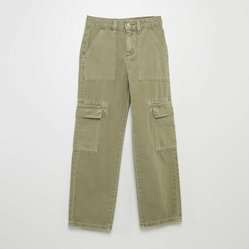 Pantalon denim multipoches - Vert