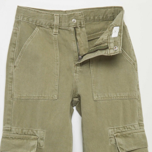 Pantalon denim multipoches - Vert