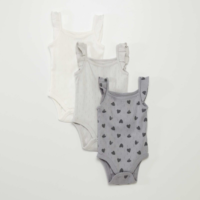 Lot de 3 bodies - Gris/blanc