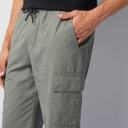 Pantalon multipoche uni - Kaki