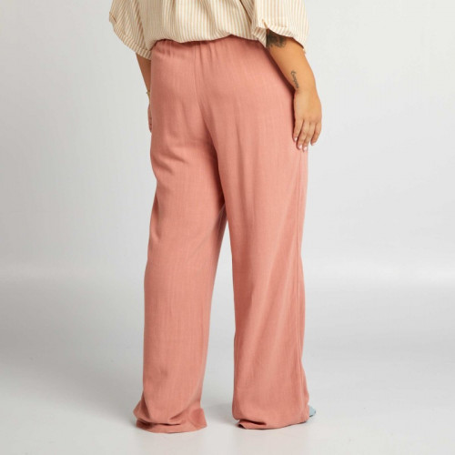 Pantalon large à taille élastiquée - Rose