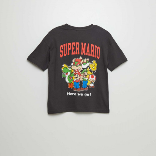 T-shirt large imprimé 'Mario' - Noir