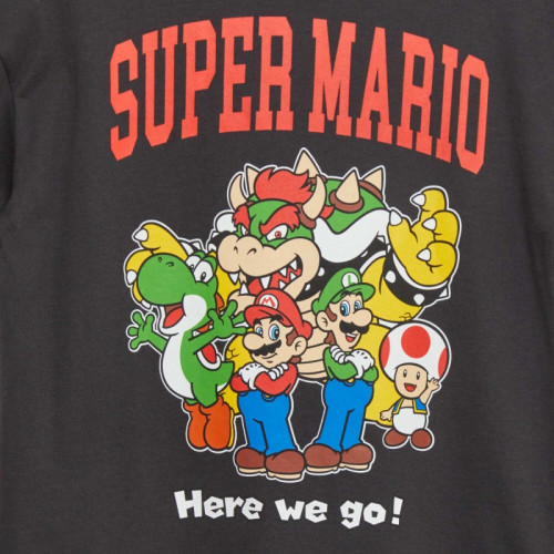 T-shirt large imprimé 'Mario' - Noir