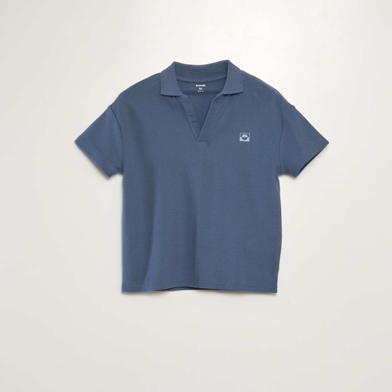 Polo en piqué de coton - Bleu