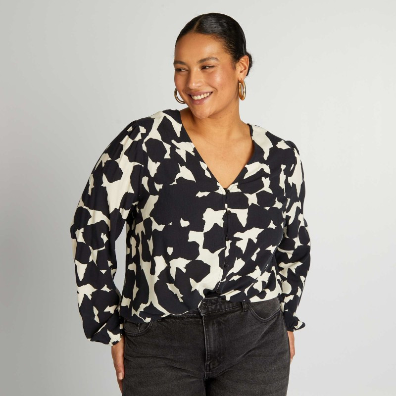 Blouse à motif - Noir