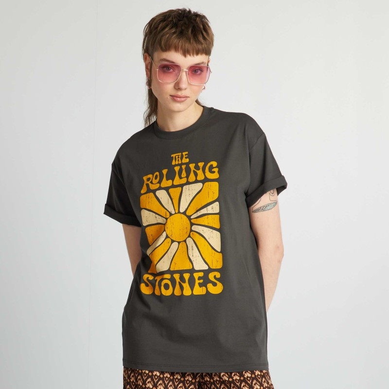 Tee-shirt oversize 'The Rolling Stones' - Gris