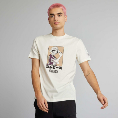 T-shirt 'One Piece' à col rond - Blanc