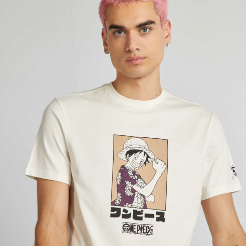 T-shirt 'One Piece' à col rond - Blanc