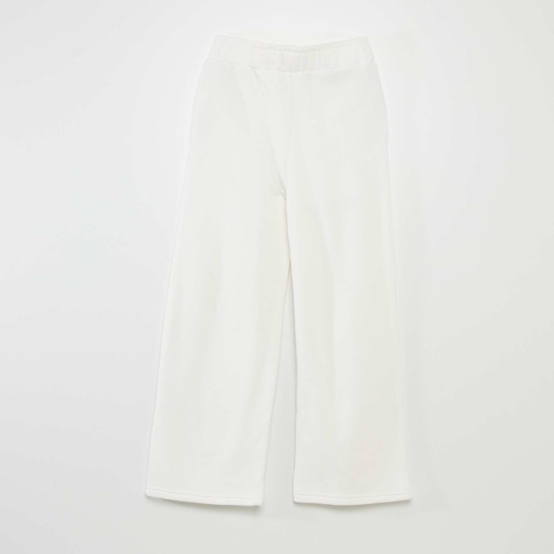 Pantalon wide leg à taille élastiquée - Blanc