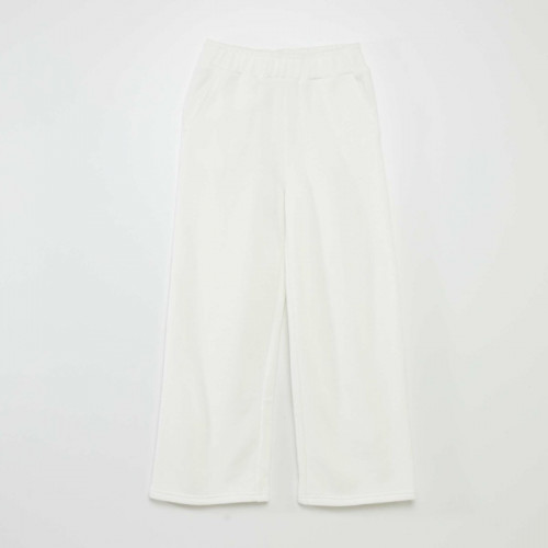 Pantalon wide leg à taille élastiquée - Blanc