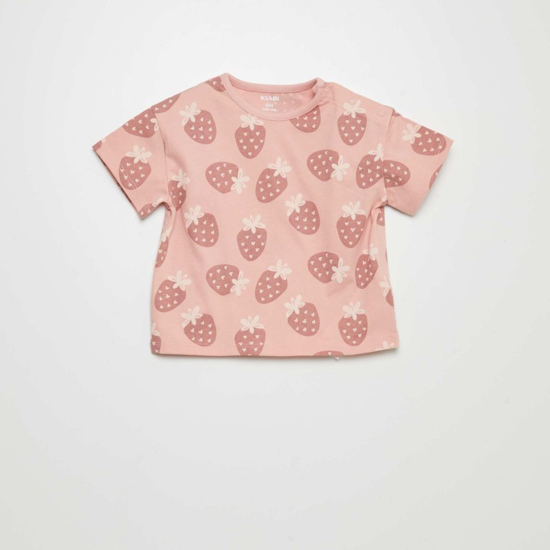 T-shirt imprimé oversize - Rose fraises